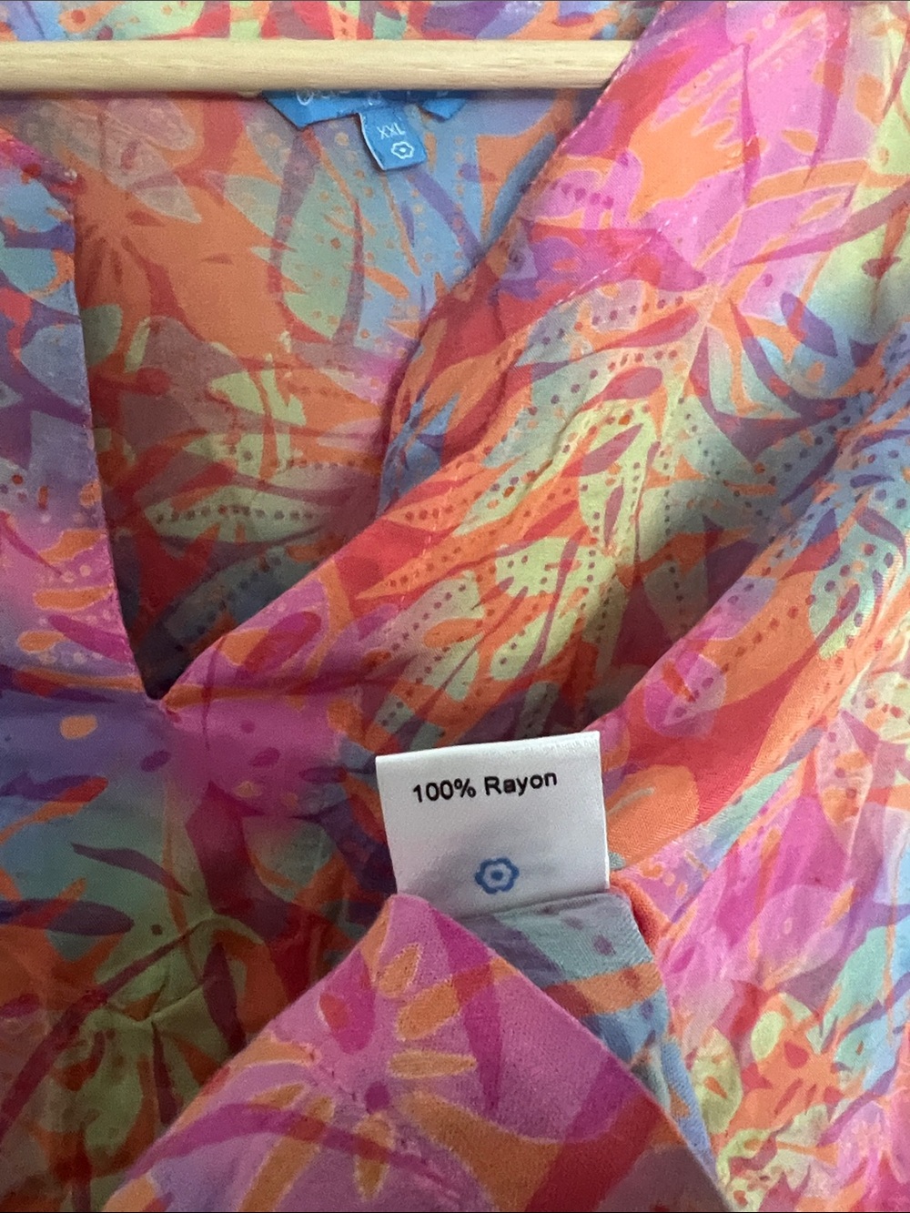 Blue Ginger Vibrant Floral V-Neck Tunic Top Coverlet Swim 2XL - Picture 5 of 7